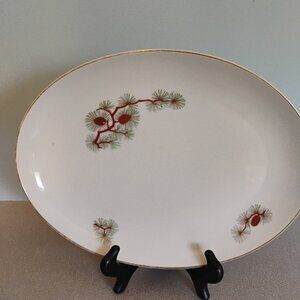 Fukagawa Arita Pine Cone Pattern Oval Platter 12"